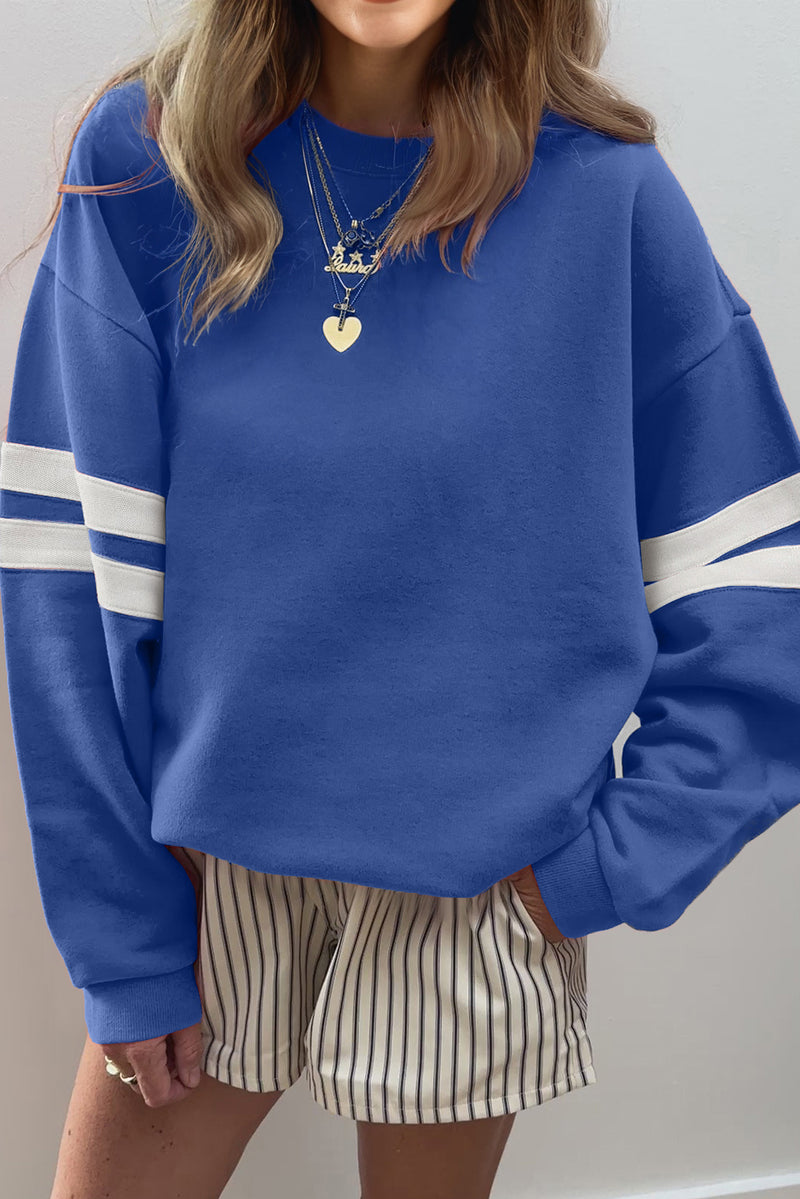 Varsity Striped Detail Drop Shoulder Oversized Sweatshirt