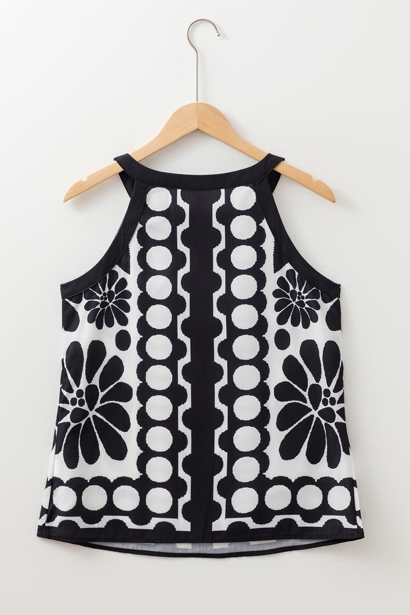 Abstract Dot Flower Print Tank Top