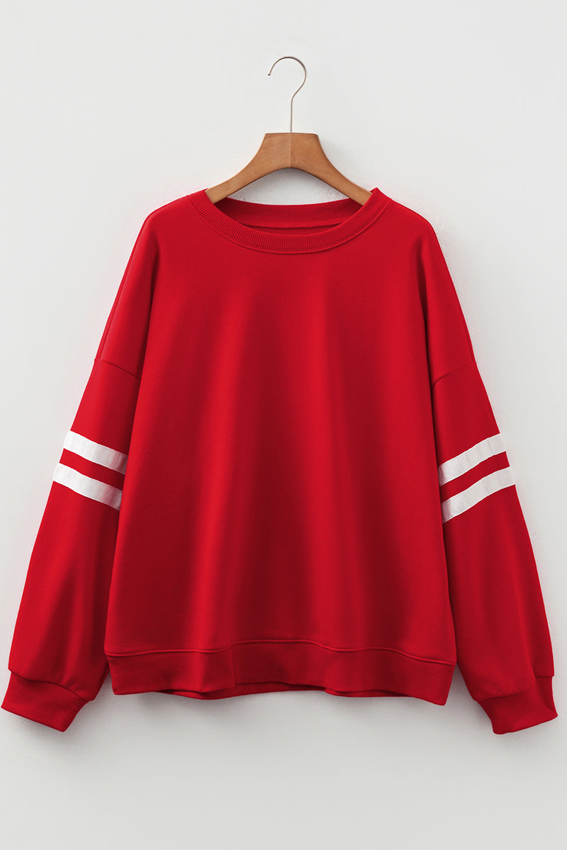 Varsity Striped Detail Crew Neck Plus Sweatshirt