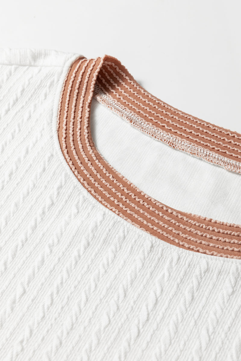 Cable Texture Ribbed Color Block Plus Size Knit Top