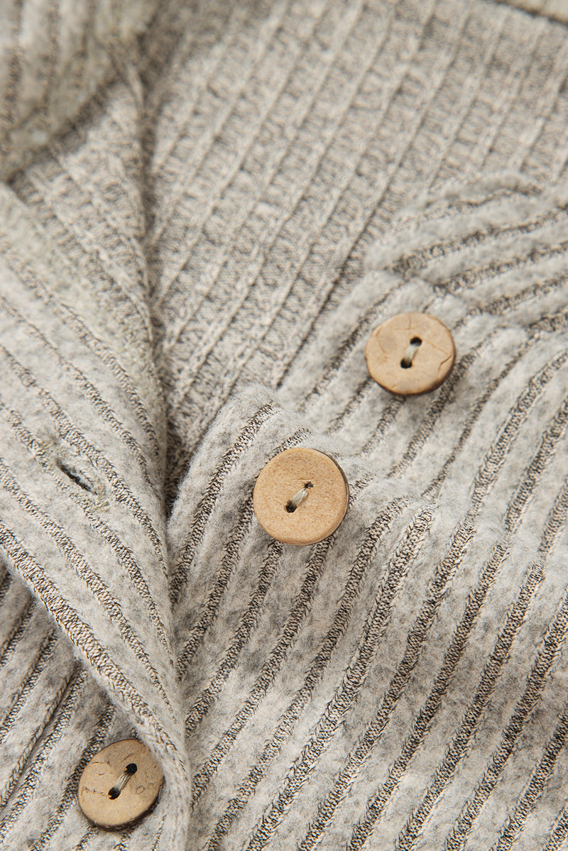Ribbed Texture Drop Shoulder Henley Knit Top