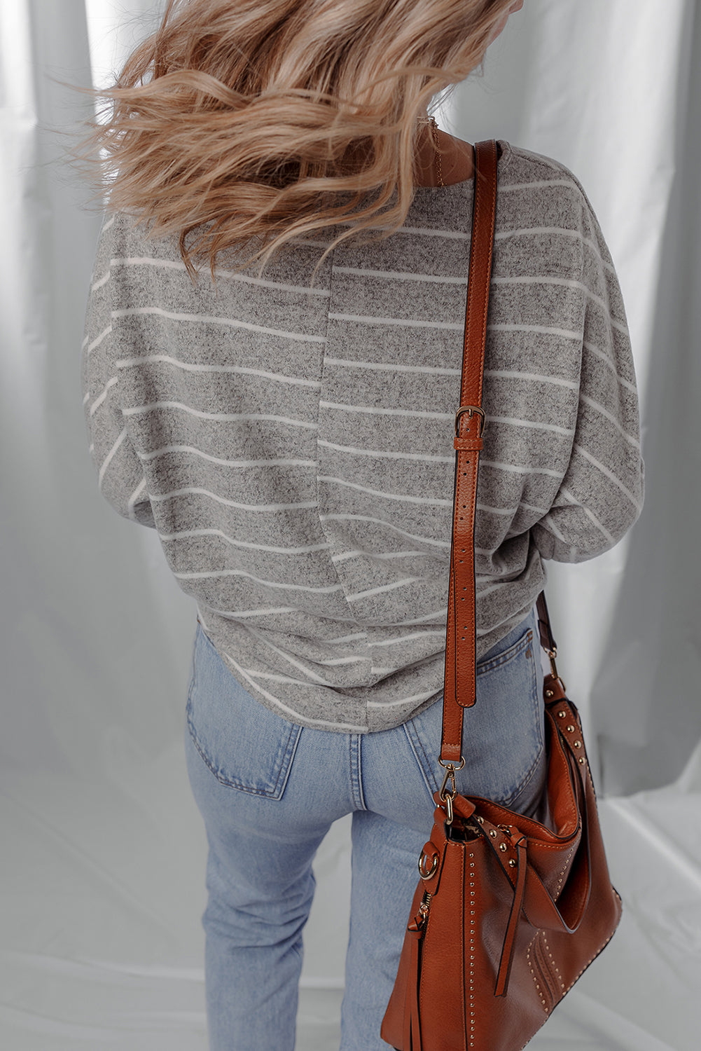 Stripe Dolman Sleeve Drop Shoulder Top