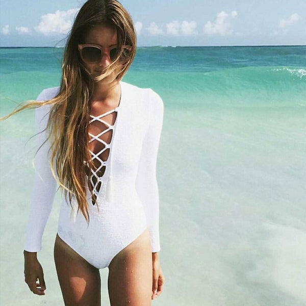 Long sleeve one-piece swimsuit female