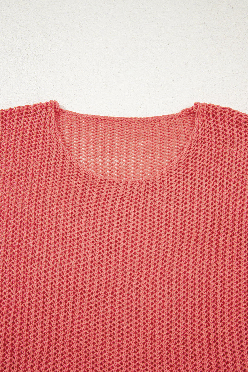 Coral Crochet Hollow-out Jumper Top Sweater