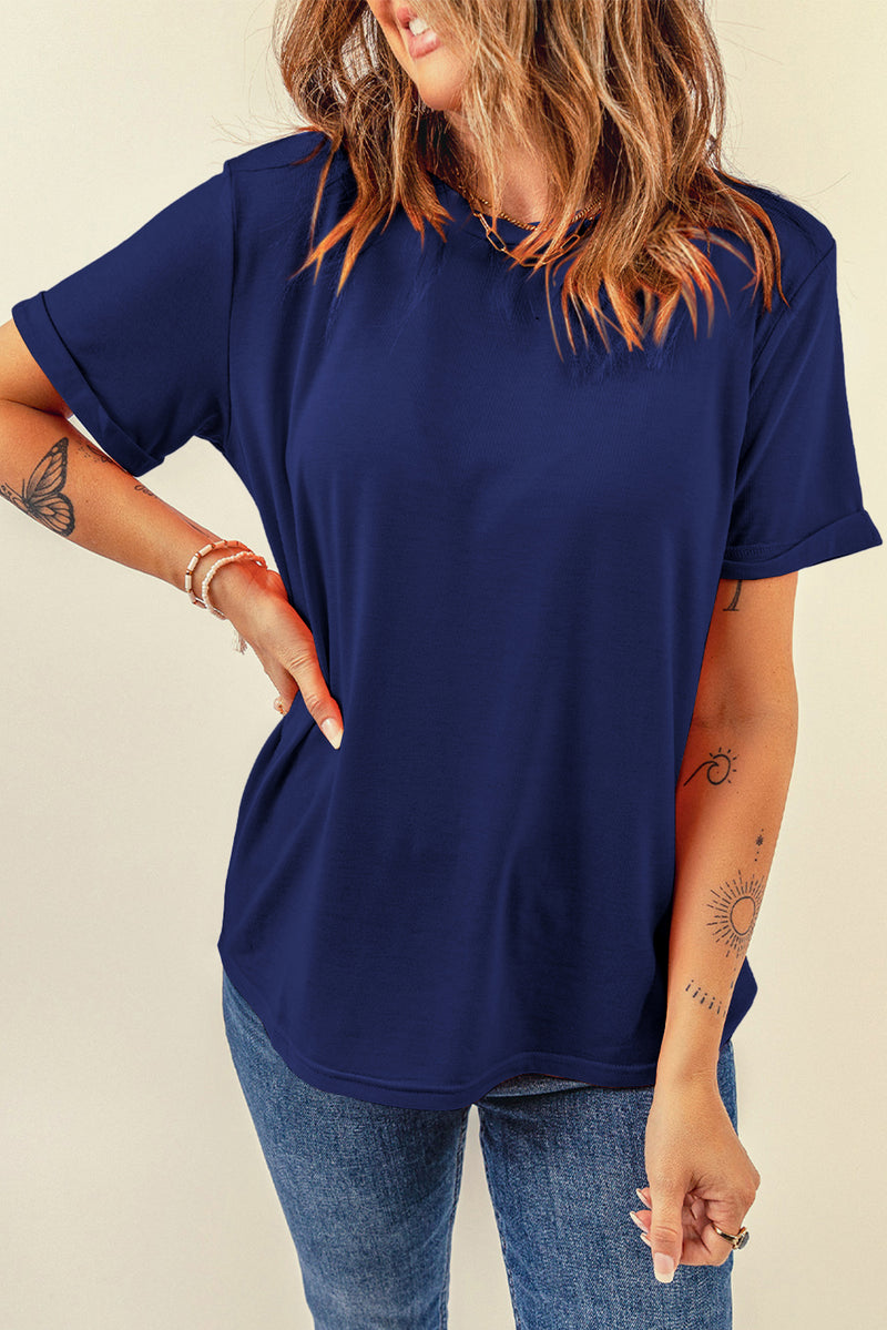 Bright Casual Plain Crew Neck Tee