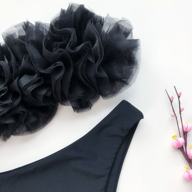 Ruffle Tulle Bandeau Bikini Set swimwear