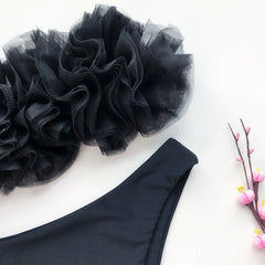 Ruffle Tulle Bandeau Bikini Set swimwear