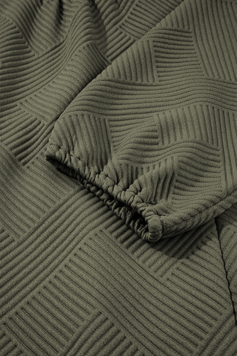 Quarter Zip Collar Bracelet Sleeve Textured Mini Dress