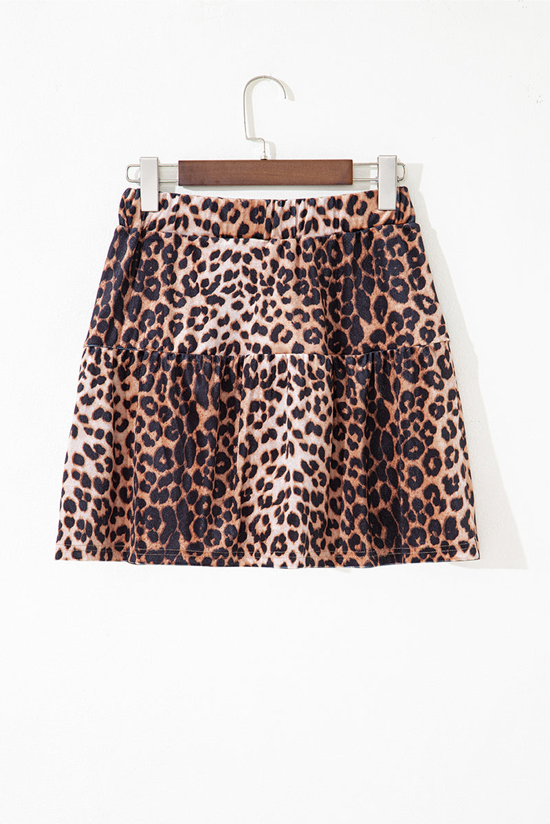 Leopard Tiered Patchwork Hot Mini Skirt