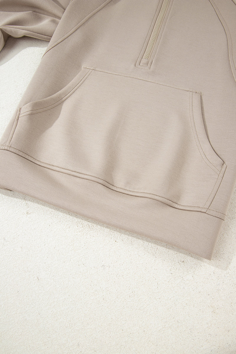 Half Zip Thumbhole Sleeve Hoodie Active Pants 2pcs Outfit