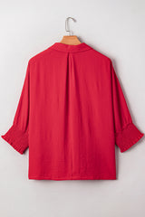 Plus Size Smocked Cuff Dolman Oversized Tunic Blouse