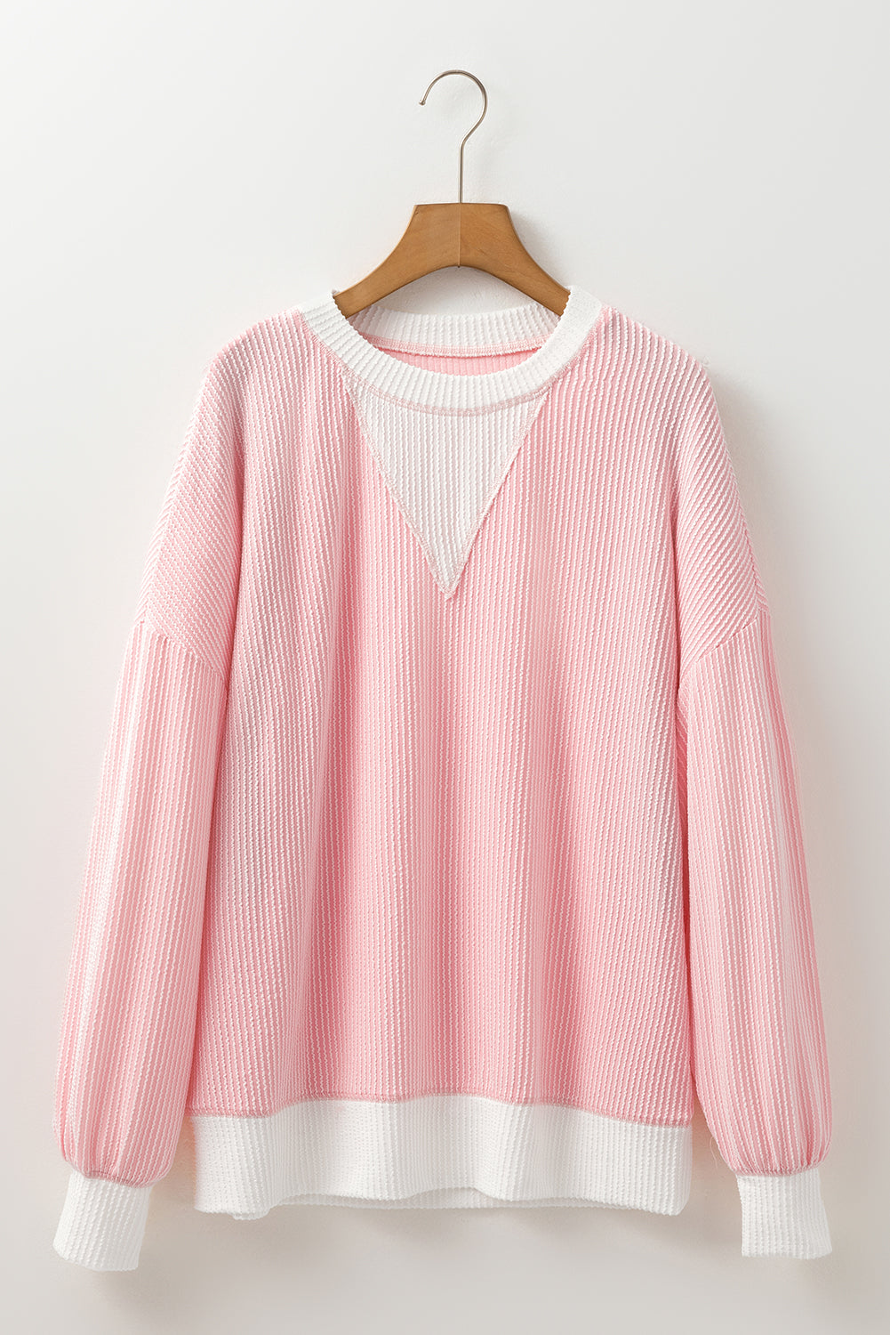 Corded Color block Drop Shoulder Loose Top