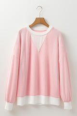 Corded Color block Drop Shoulder Loose Top