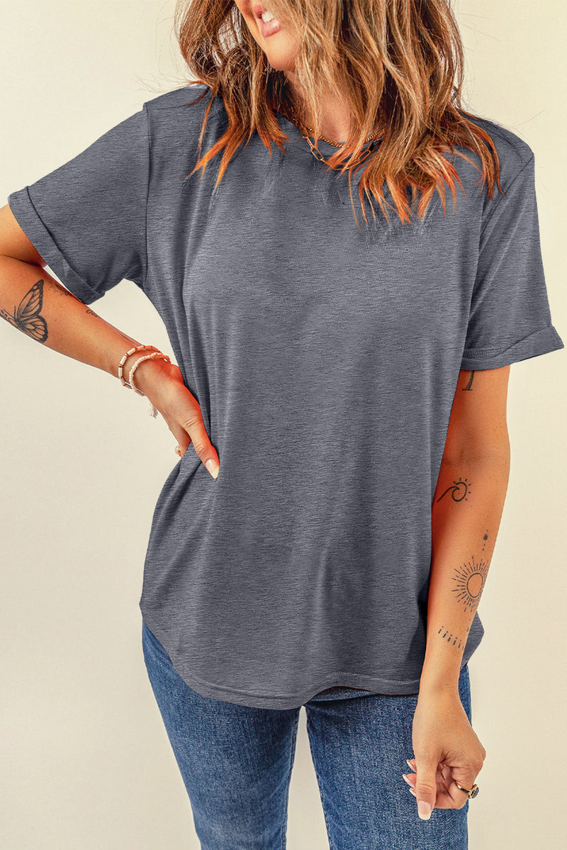 Bright Casual Plain Crew Neck Tee
