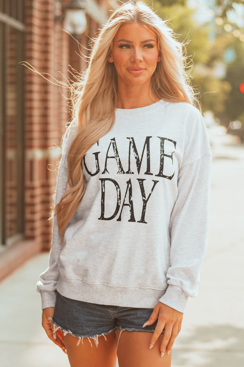 Vintage Washed GAME DAY Graphic Baggy Sweatshirt
