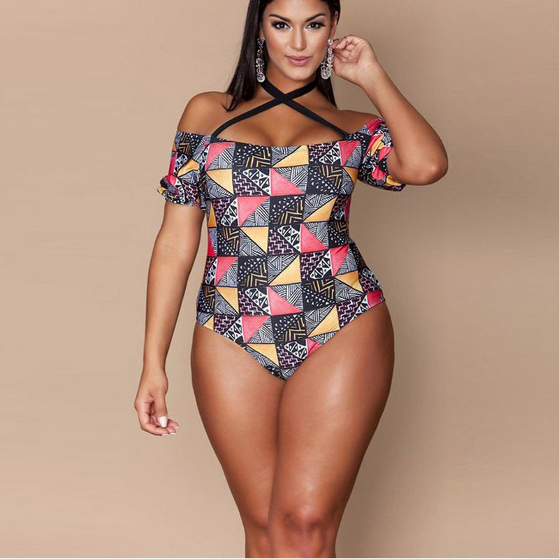 Geometric bikini ladies plus size swimwear