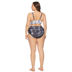 Plus Size Marble Print Cutout One-Piece Swimsuit