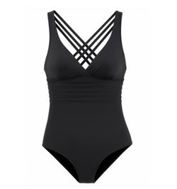 Deep V sexy backless conjoined swimsuit back cross pure pigmented swimsuit