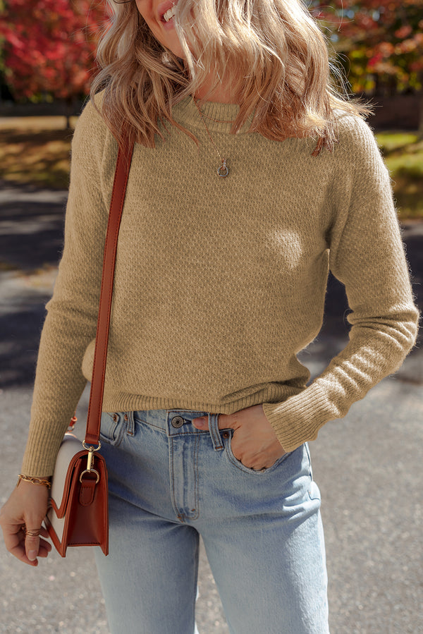 Straw Brushed Knit Casual Fitted Sweater