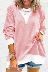 Corded Color block Drop Shoulder Loose Top