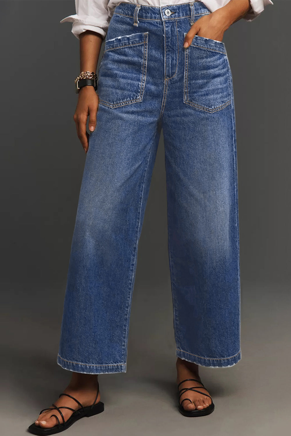 Bluing Mimimalist Patch Pocket Womens Shift Jeans