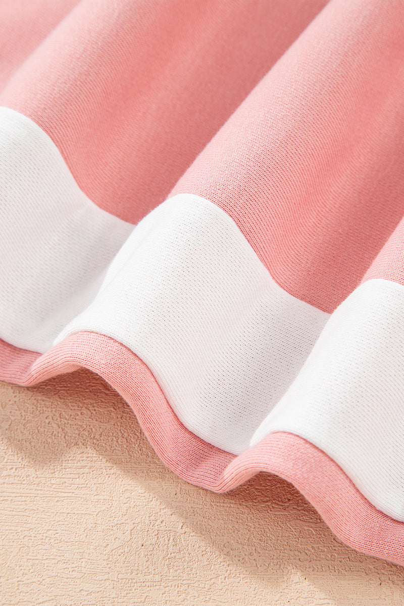 2pcs Color Block Pullover Loose Pant Set