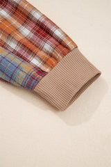 Waffle Stripe Plaid Patchwork Henley Knit Top