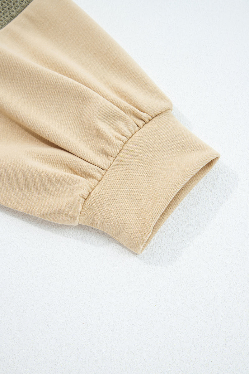 Exposed Seam Contrast Texture Patchwork Plus Size Drop Shoulder Pullover