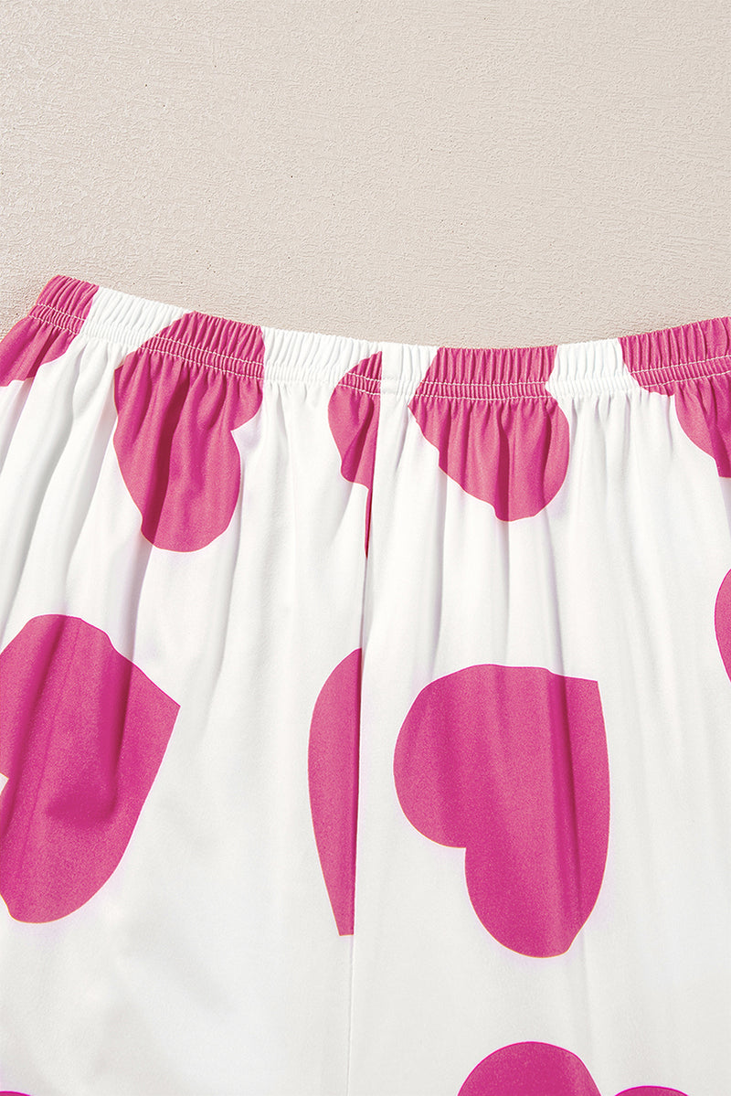 Ruffled Tank Top And Heart Print Pants Lounge Set