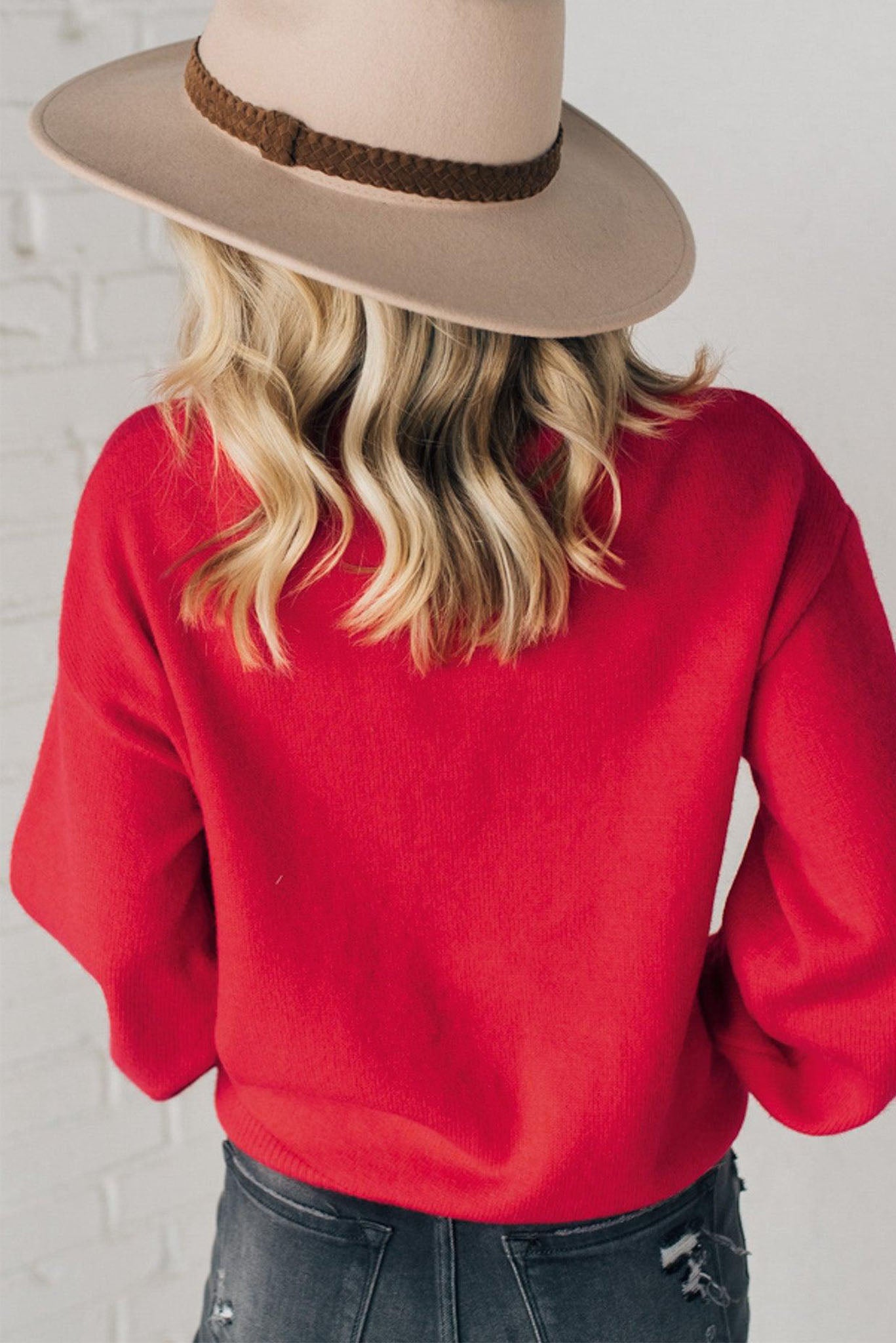 Solid Pearl Beaded Merry Casual Sweater