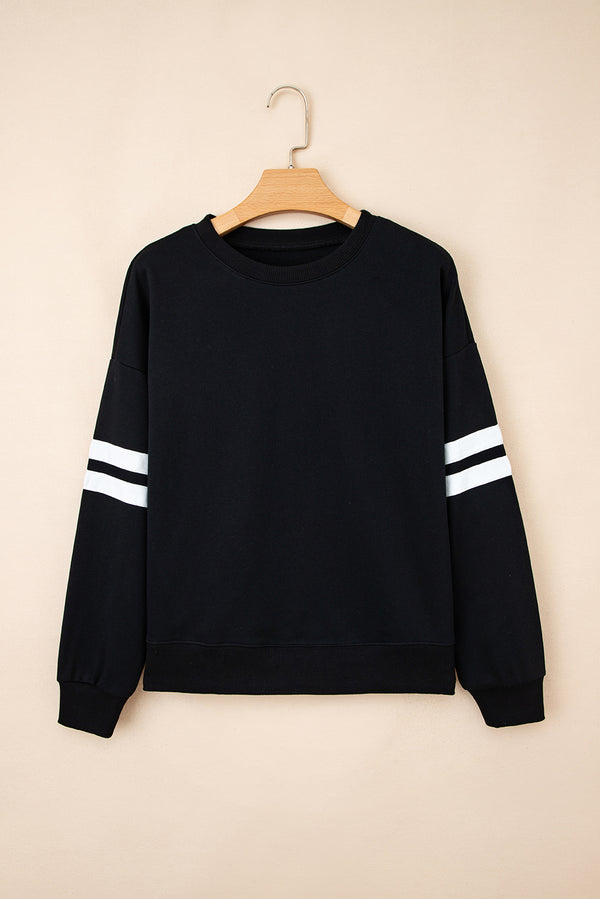 Varsity Striped Detail Drop Shoulder Oversized Sweatshirt