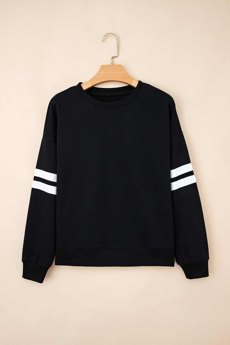 Varsity Striped Detail Drop Shoulder Oversized Sweatshirt