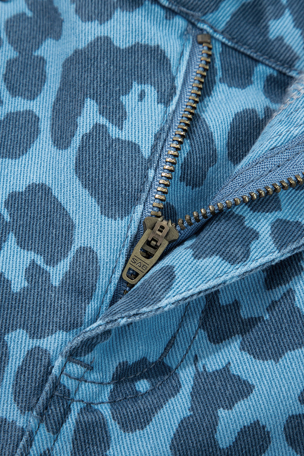 Leopard Print Straight Loose Jeans