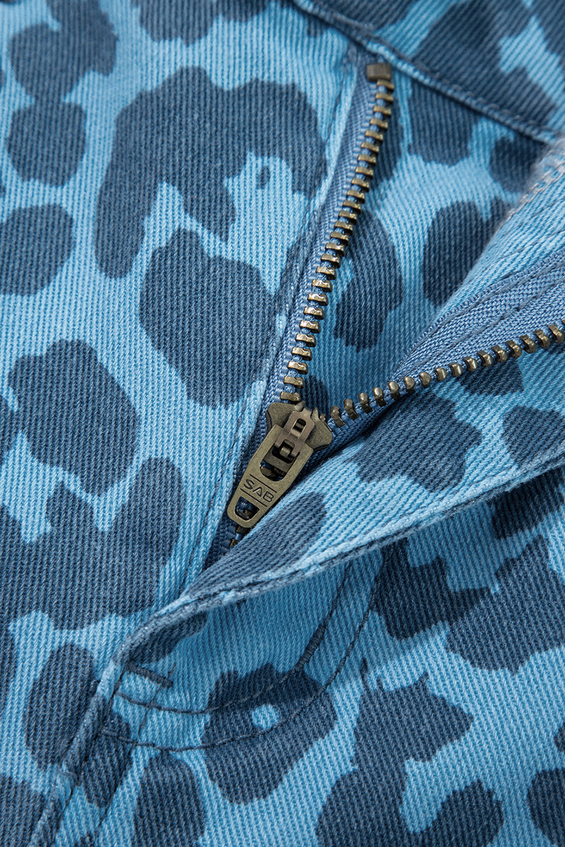 Leopard Print Straight Loose Jeans