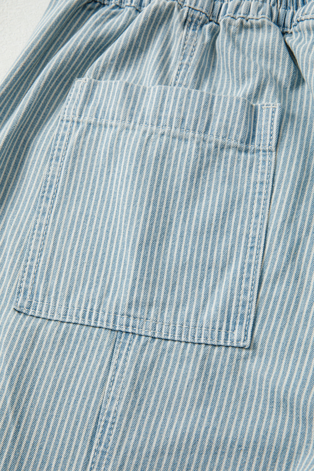 Stripe Mid Rise Drawstring Waist Jeans