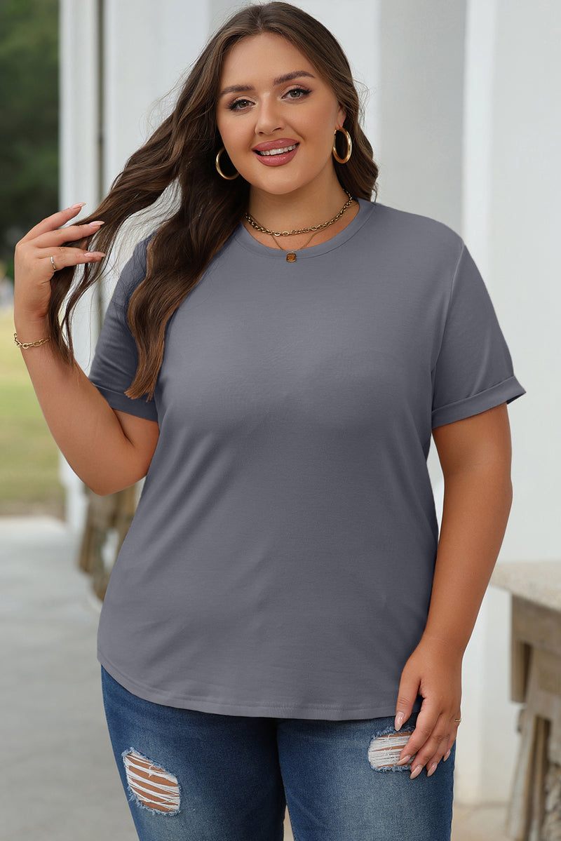 Bright Casual Plain Crew Neck Tee