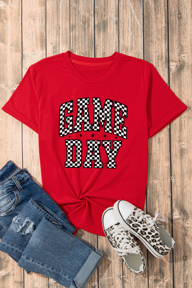 Statement Checkered Game Day Graphic T Shirt