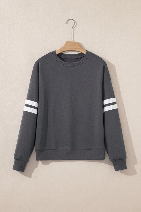 Varsity Striped Detail Drop Shoulder Oversized Sweatshirt