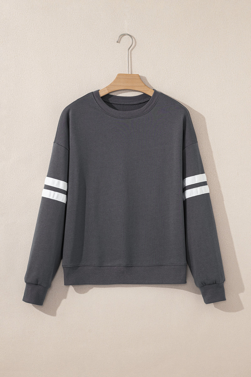 Varsity Striped Detail Drop Shoulder Oversized Sweatshirt