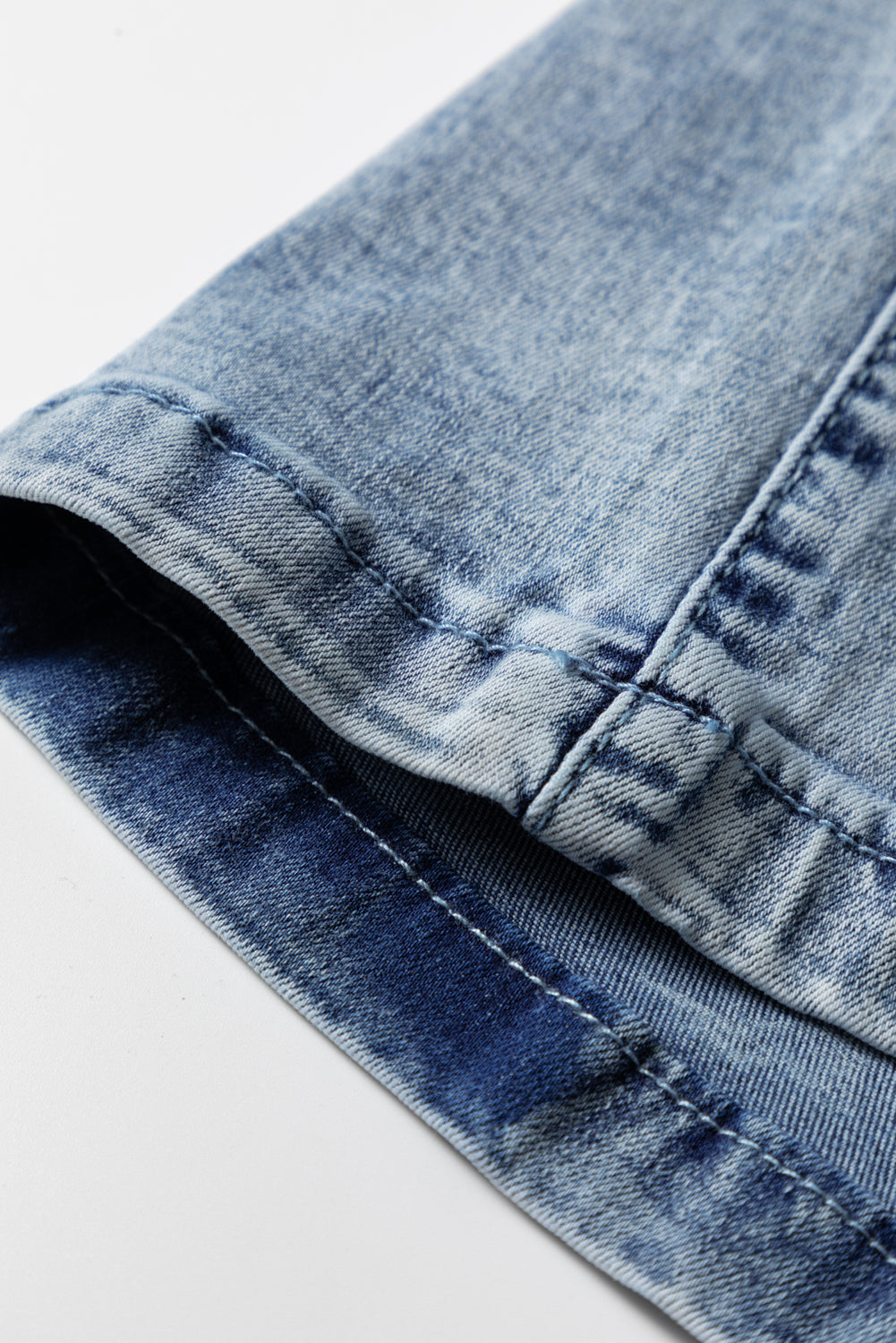 Acid Wash Exposed Seam Drawstring High Waist Jeans
