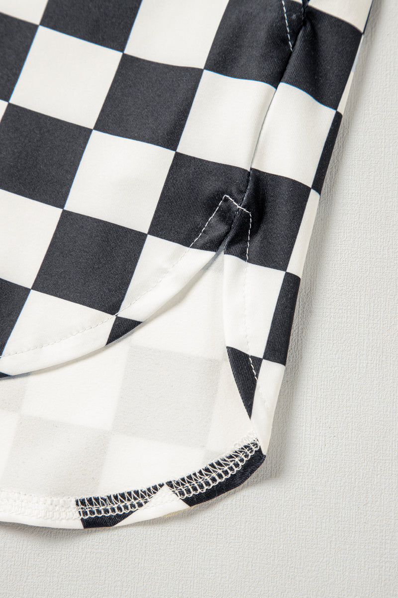 Checkered Print High Waist Casual Shorts