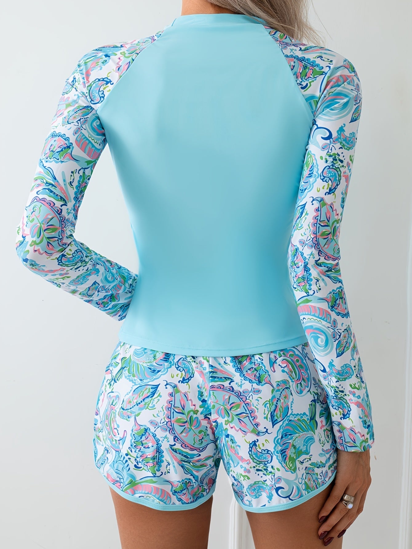 Tankini Suit Long-sleeved Sports Style Square Pants Two-piece Set