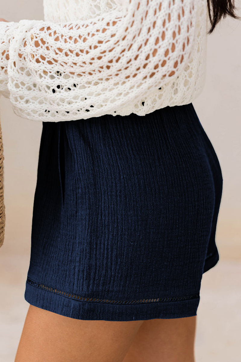 Solid Cotton Gauze Paperbag Shorts