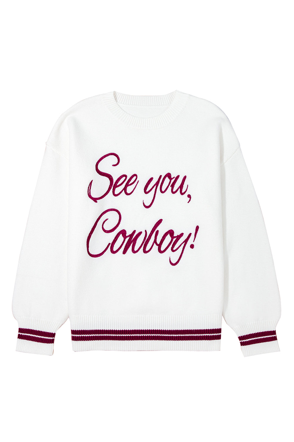 See You Cowboy Embroidered Western Graphic Sweater