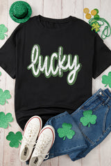 St Patricks Day lucky Cracked Letter Graphic T Shirt