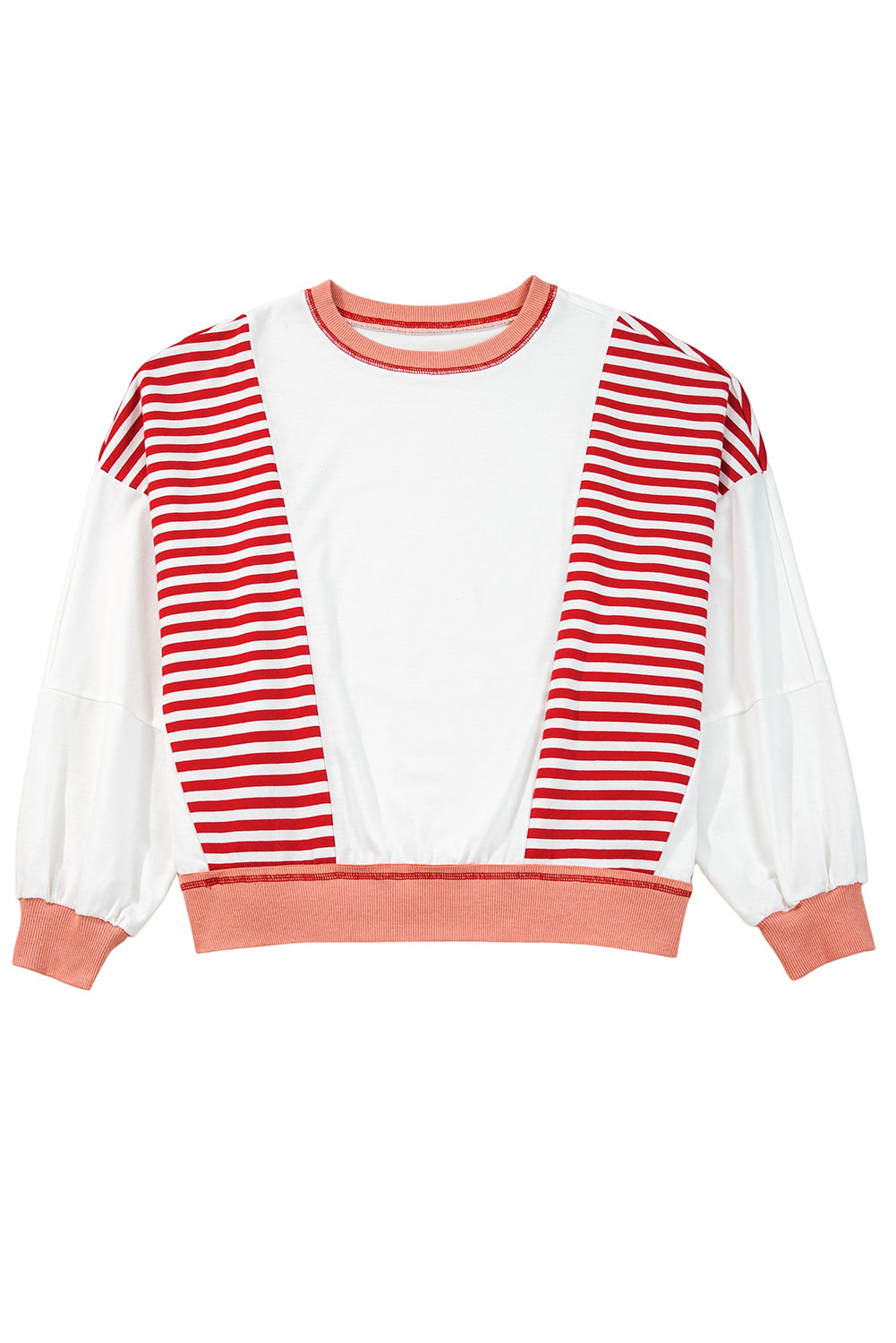 Stripe Colorblock Patchwork Contrast Stitching Oversize Sweatshirt