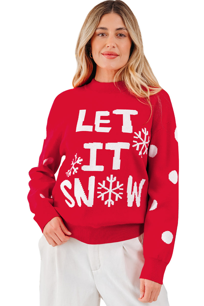 LET IT SNOW Graphic Christmas Holiday Loose Sweater
