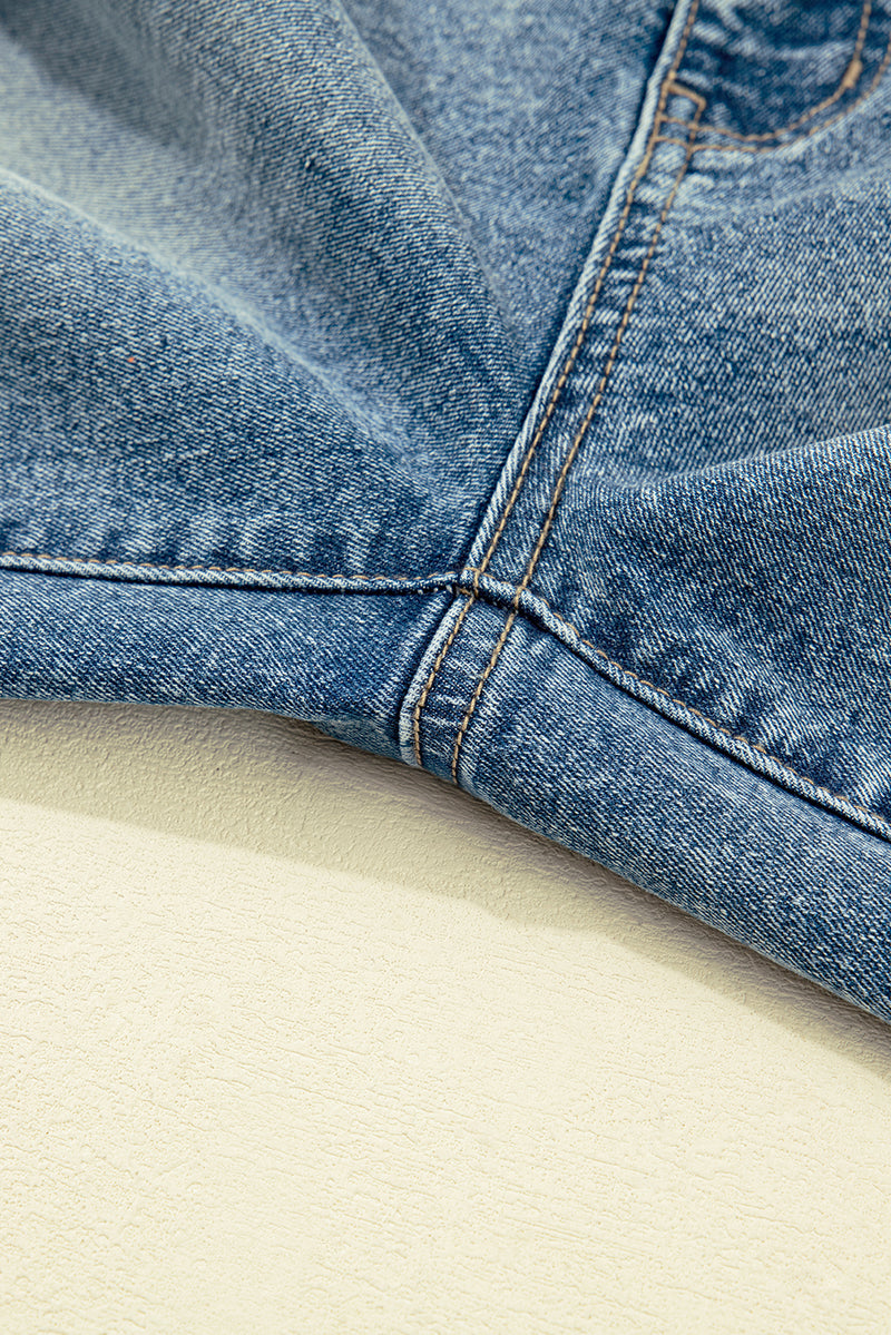 Blue Vintage Washed Seam Detail Shift Jeans