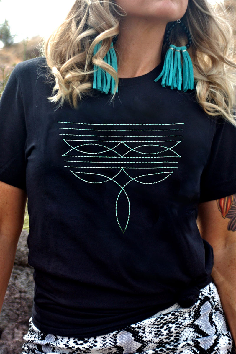 Western Fashion Geometric Embroidered T Shirt