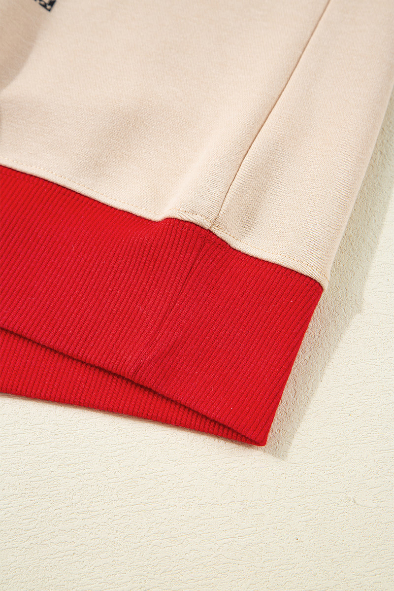 GAME DAY Letter Graphic Varsity Striped Detail Baggy Sweatshirt